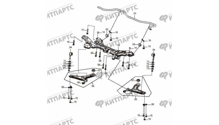 Подрамник, передний стабилизатор и рычаги (АКПП) FAW Oley